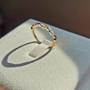 Solid 14k gold marquise moissanite half band